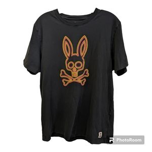 Psycho Bunny Graphic Logo Crossbones Multicolor Pima Cotton V-Neck T-Shirt Sz M